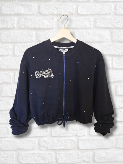Seattle Seahawks Crop Zip-Up Sweatshirt- Medium