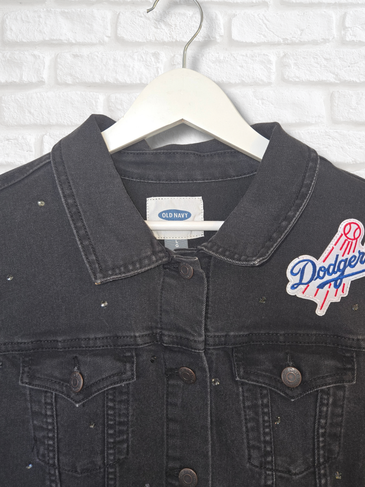 Los Angeles Dodgers Crop Denim Jacket- M/L