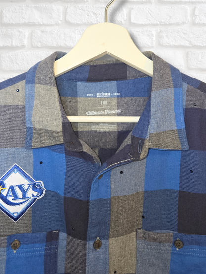 Tampa Bay Rays Rhinestone Crop Flannel - Large