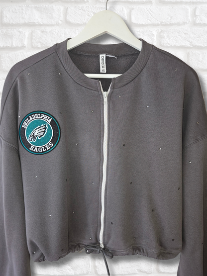 Philadelphia Eagles Crop Zip-Up Sweatshirt