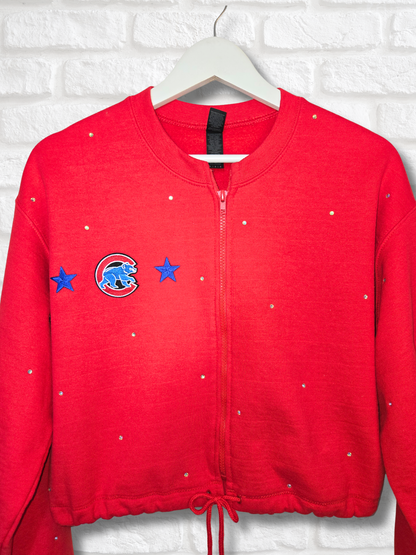 Chicago Cubs Crop Zip-Up Sweatshirt - Medium