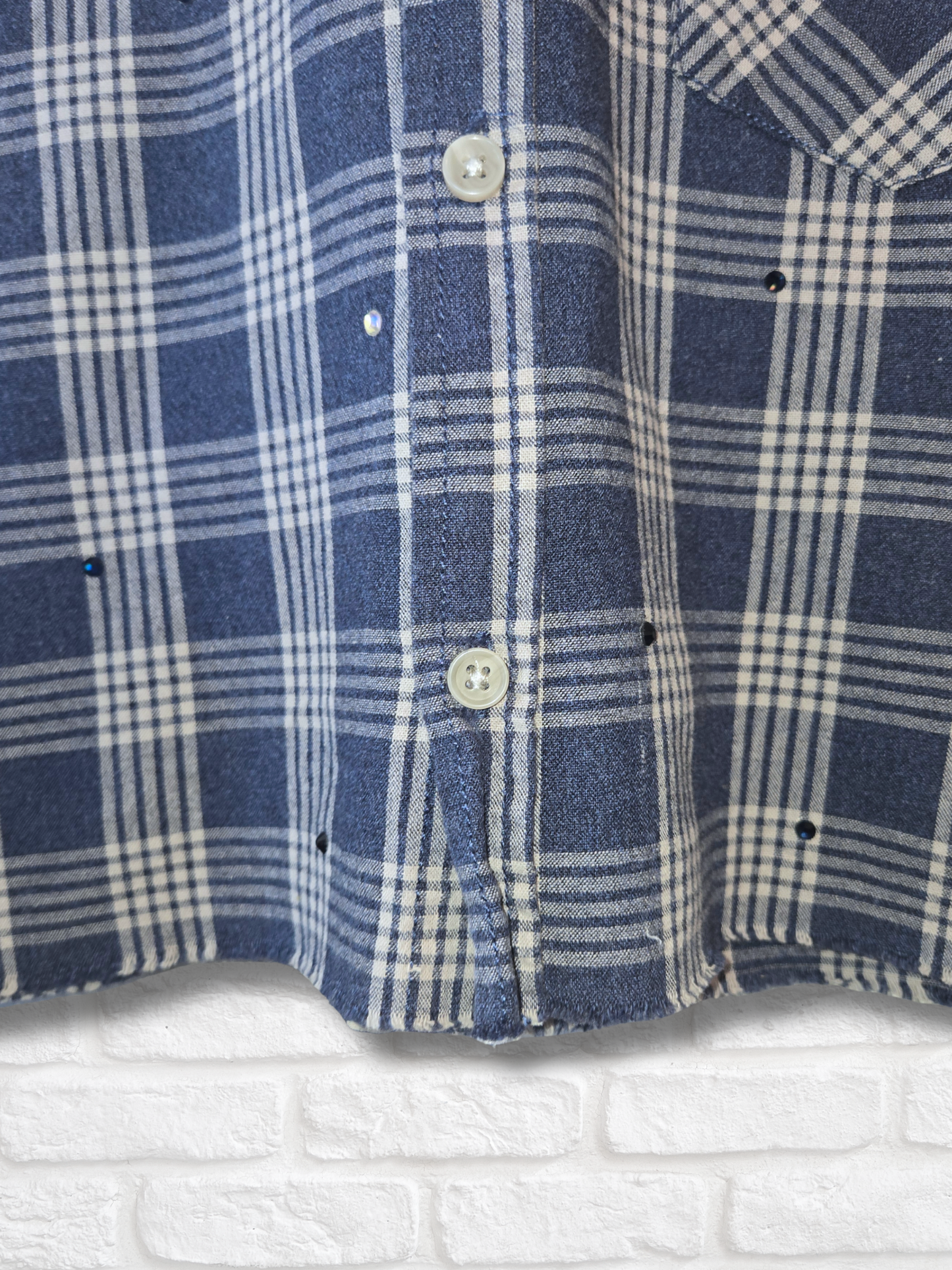 Denver Nuggets Rhinestone Crop Flannel - Medium