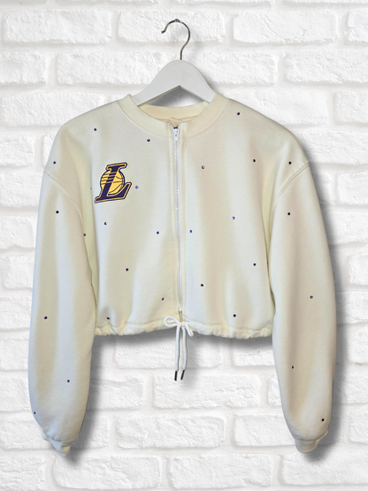 Los Angeles Lakers Crop Zip-Up Sweatshirt - S/M
