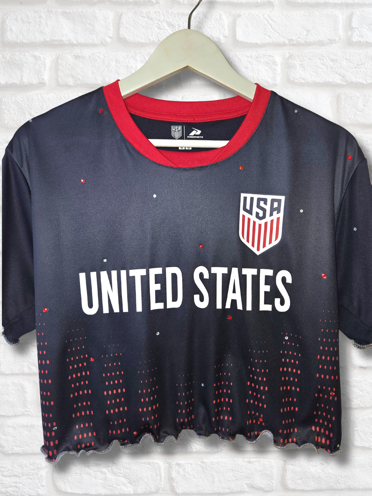 Team USA Ruffle Crop Top- Medium