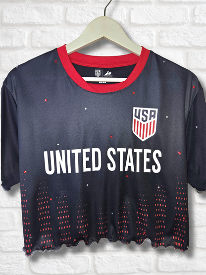 Team USA Ruffle Crop Top- Medium