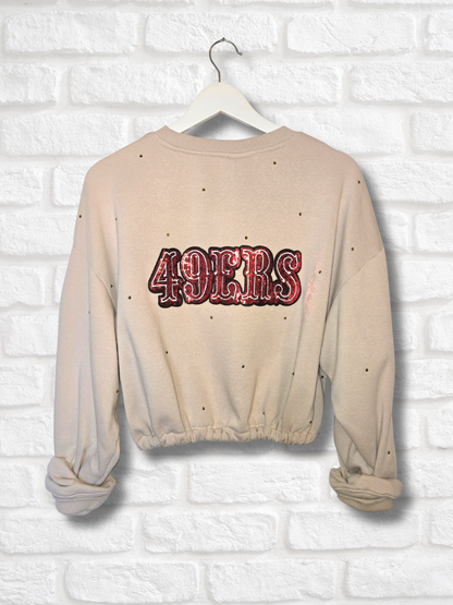 San Francisco 49ers Crop Zip-Up Sweatshirt- Large