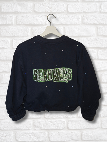 Seattle Seahawks Crop Zip-Up Sweatshirt- Medium