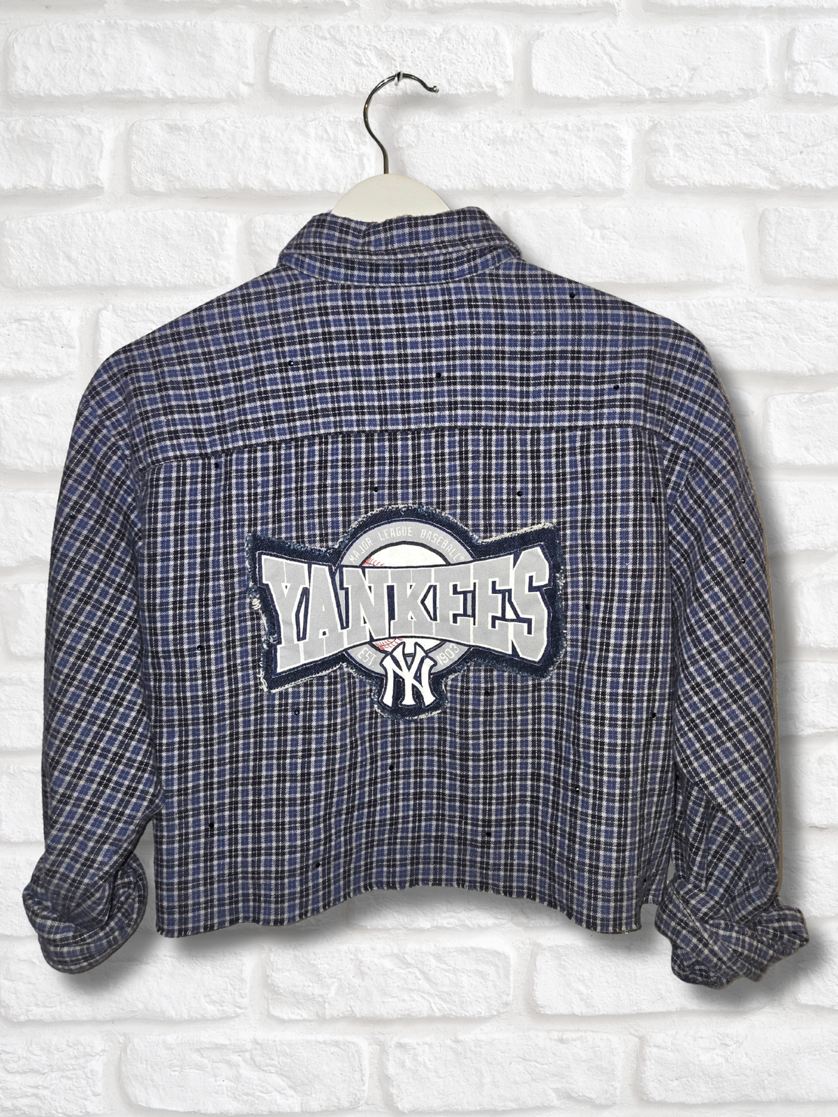 New York Yankees Crop Flannel- Medium