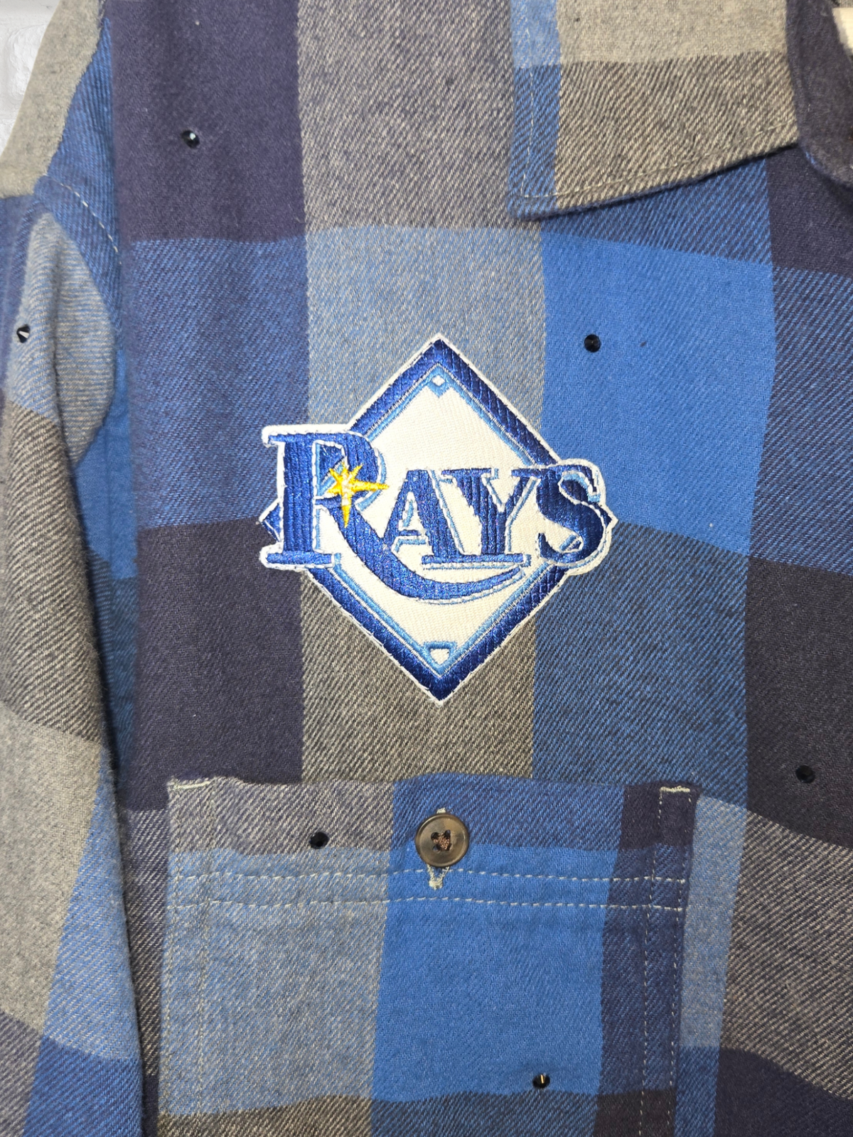 Tampa Bay Rays Rhinestone Crop Flannel - Large
