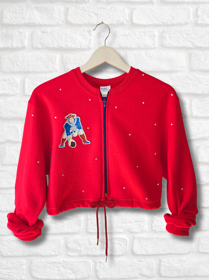 New England Patriots Crop Zip-Up Sweatshirt