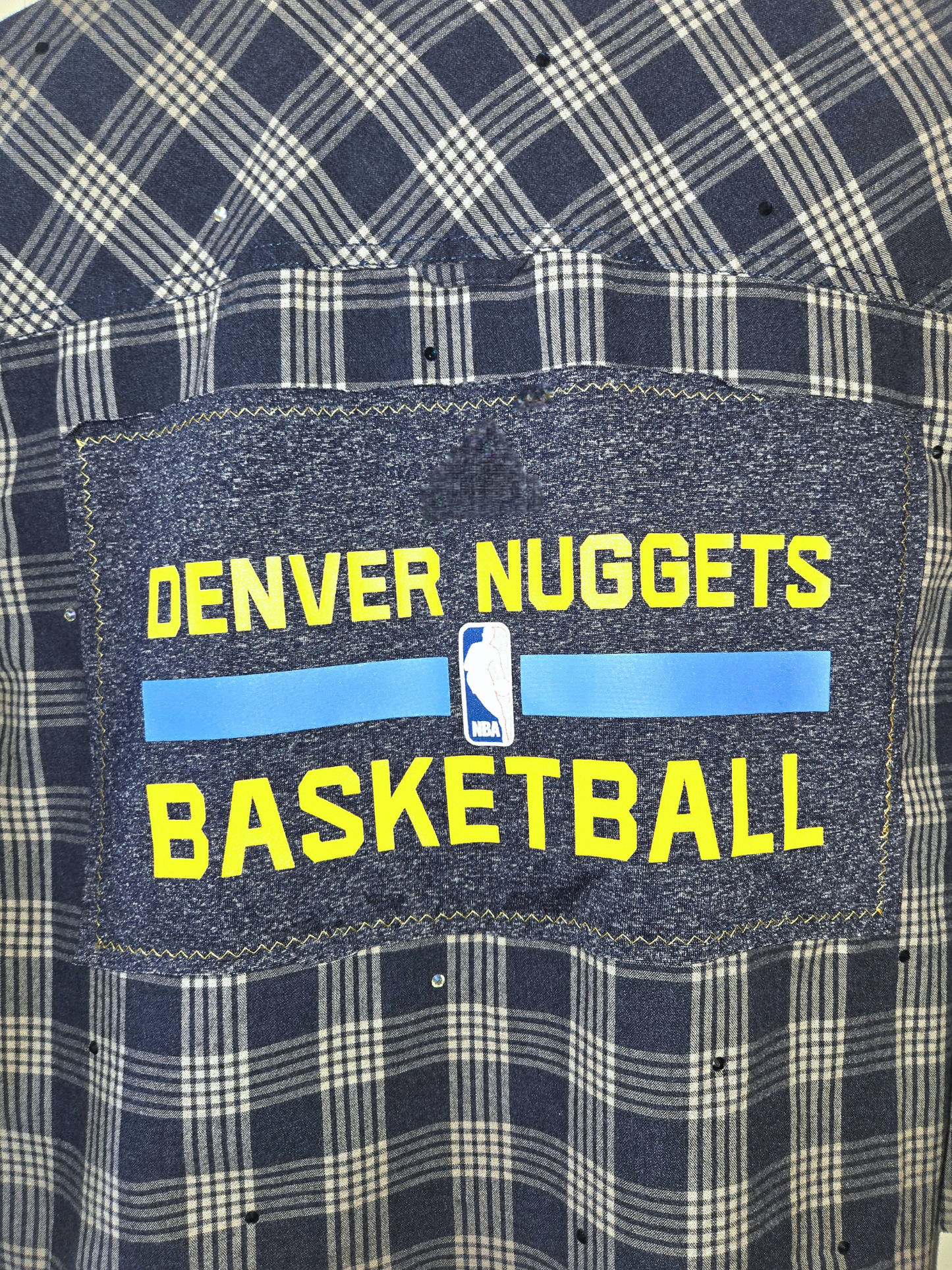 Denver Nuggets Rhinestone Crop Flannel - Medium