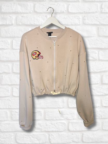 San Francisco 49ers Crop Zip-Up Sweatshirt- Large