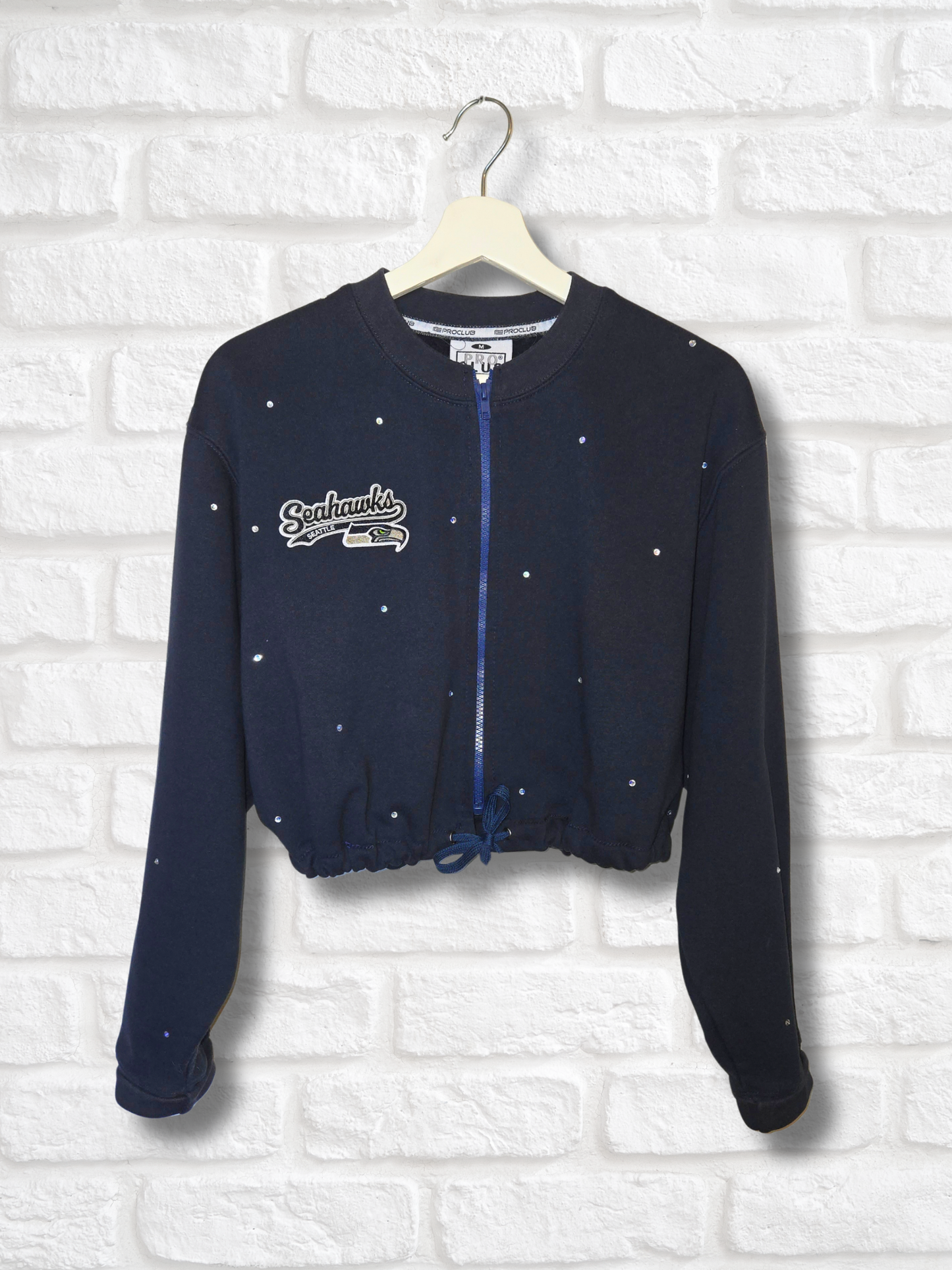 Seattle Seahawks Crop Zip-Up Sweatshirt- Medium
