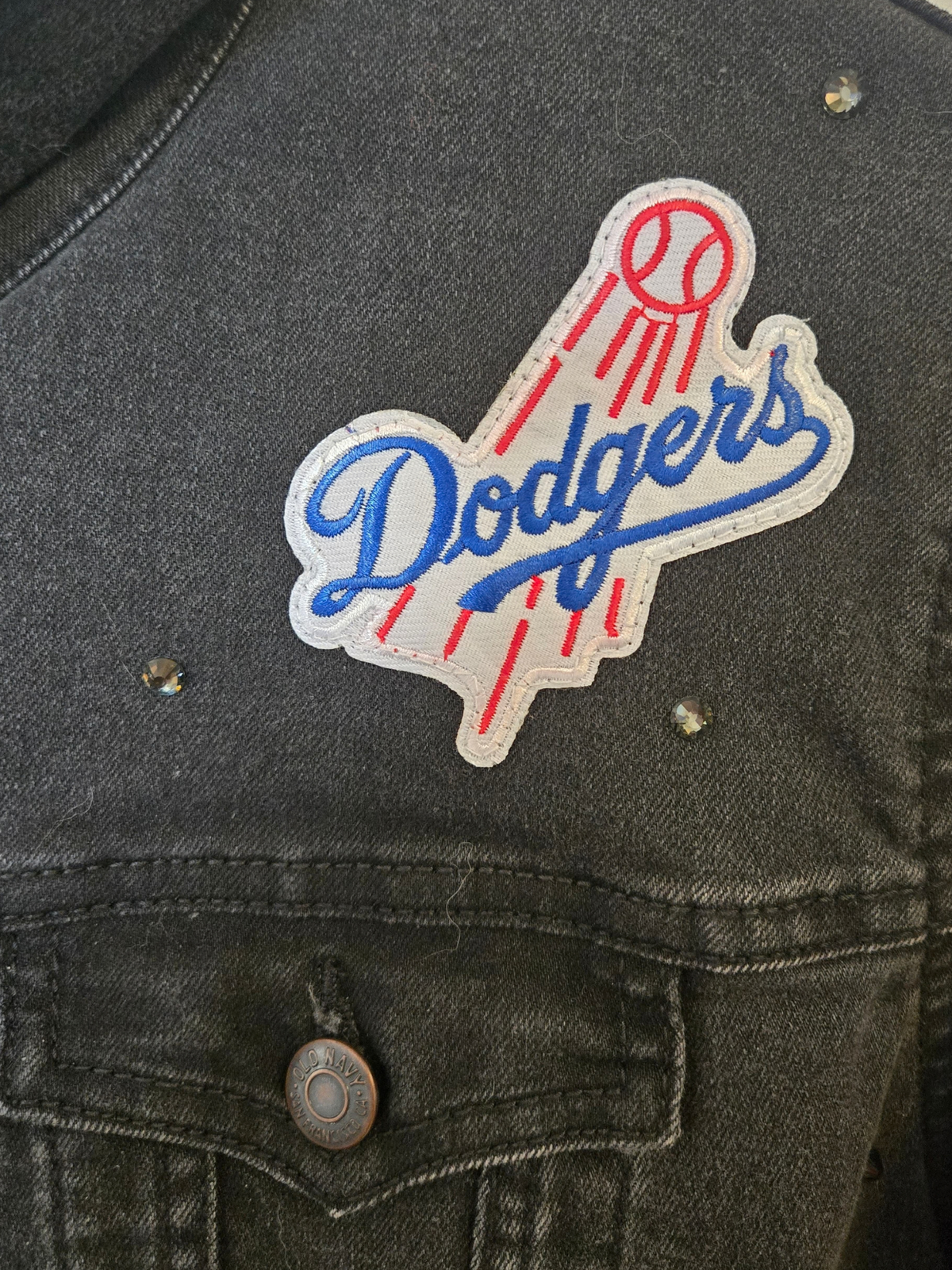 Los Angeles Dodgers Crop Denim Jacket- M/L