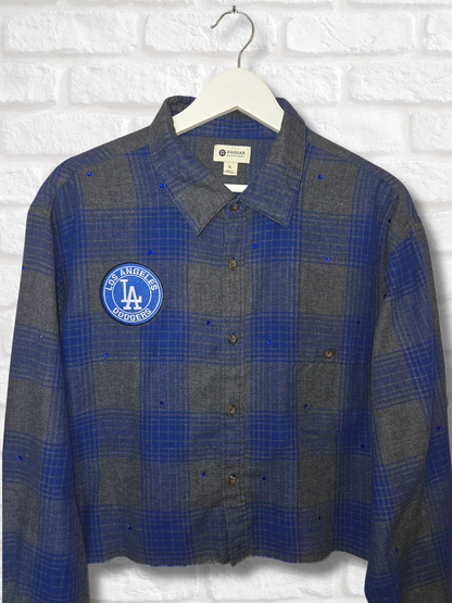Los Angeles Dodgers Rhinestone Crop Flannel - XL