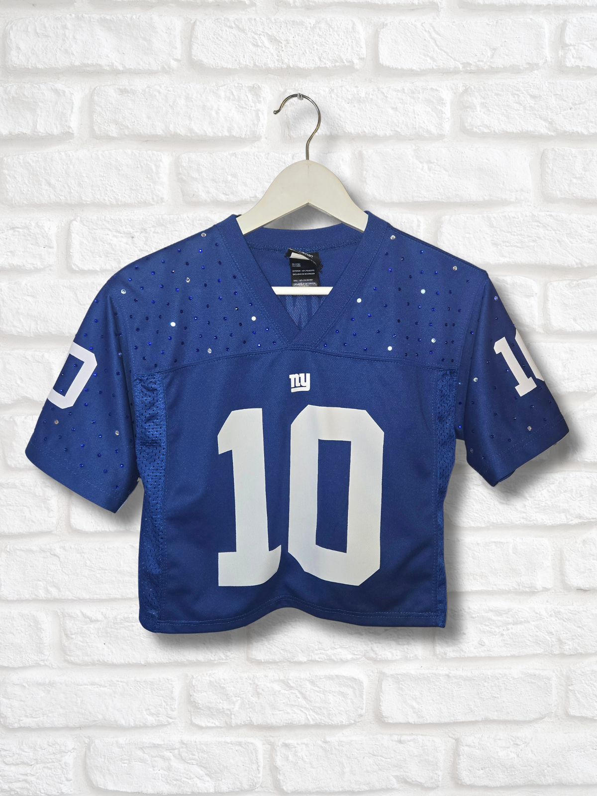 New York Giants Rhinestone Crop Jersey- Small