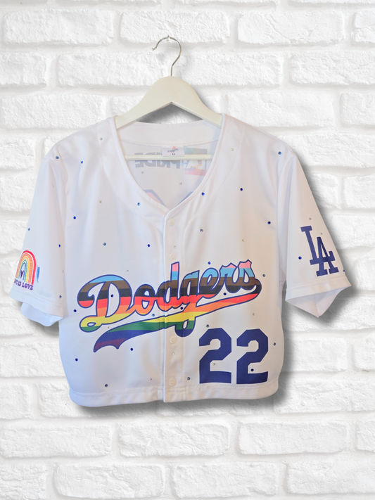 Los Angeles Dodgers Pride Crop Jersey - Medium