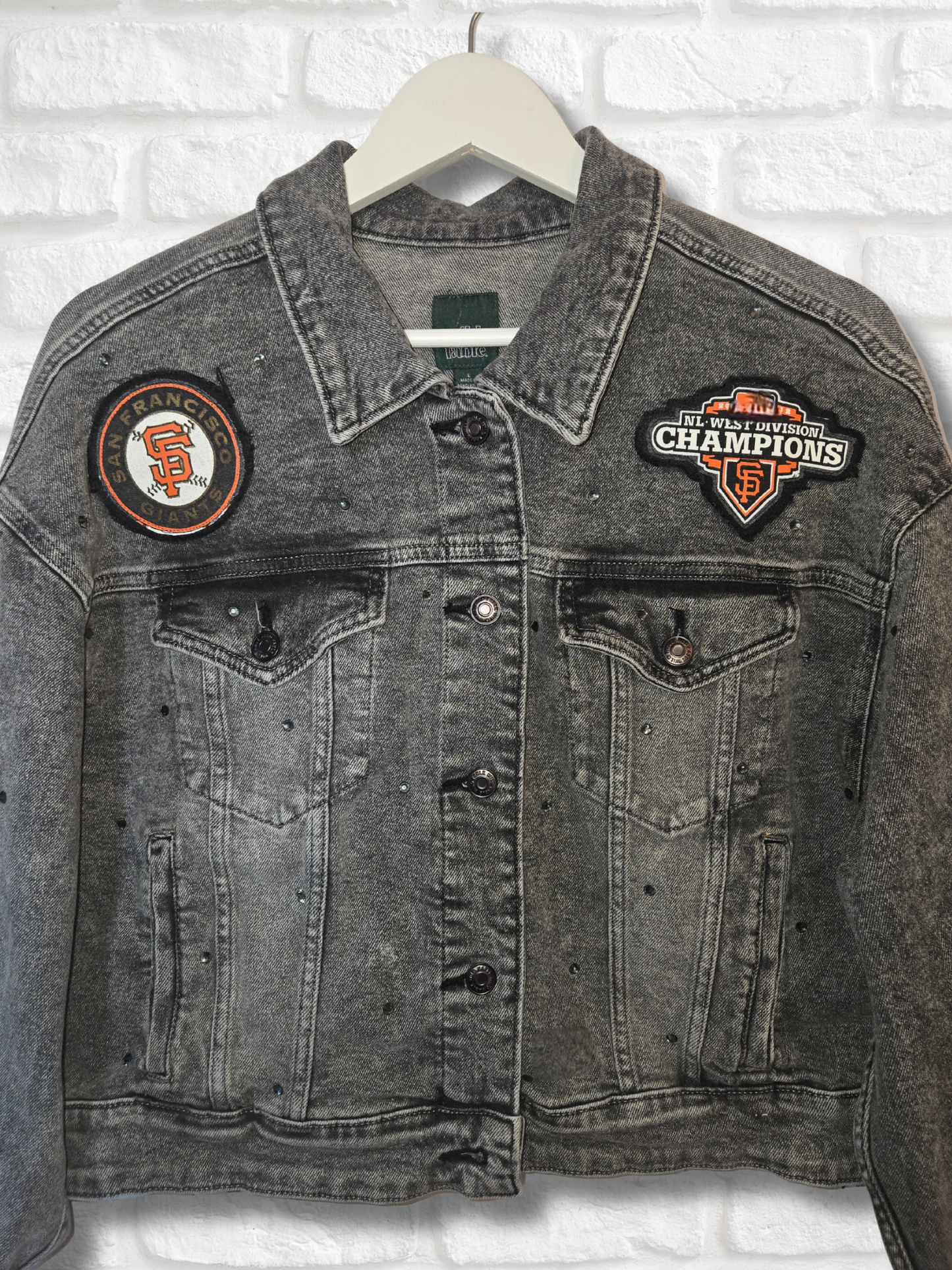 San Francisco Giants Crop Rhinestone Denim Jacket