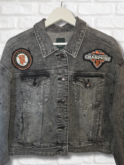 San Francisco Giants Crop Rhinestone Denim Jacket