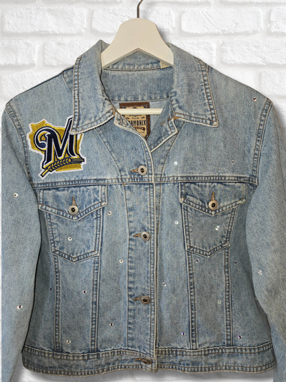 Milwaukee Brewers Crop Denim Jacket