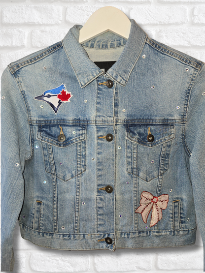 Toronto Blue Jays Crop Denim Jacket - Small