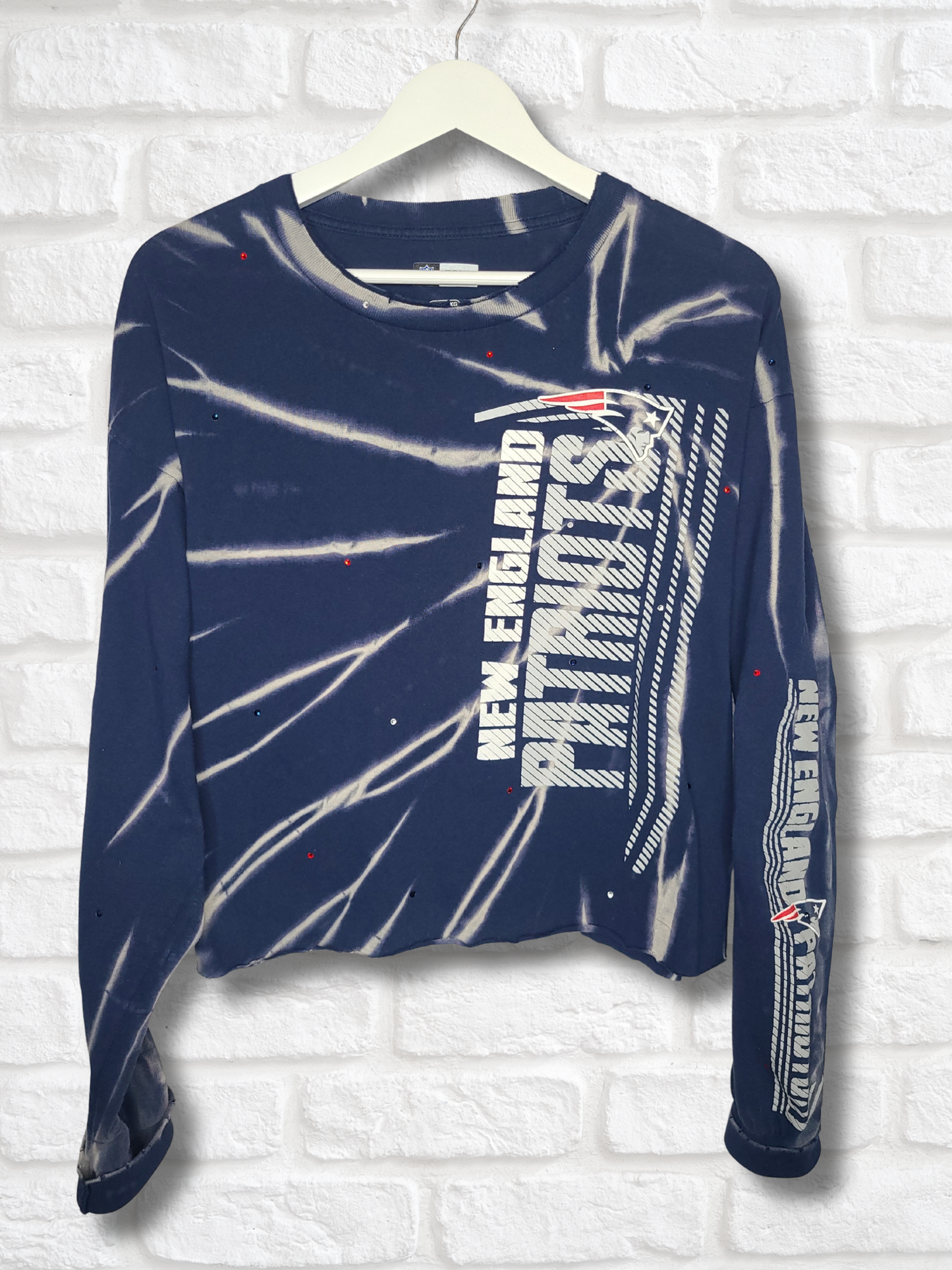 New England Patriots Long Sleeve Crop Top