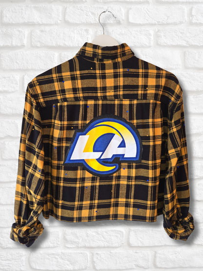 Los Angeles Rams Rhinestone Crop Flannel