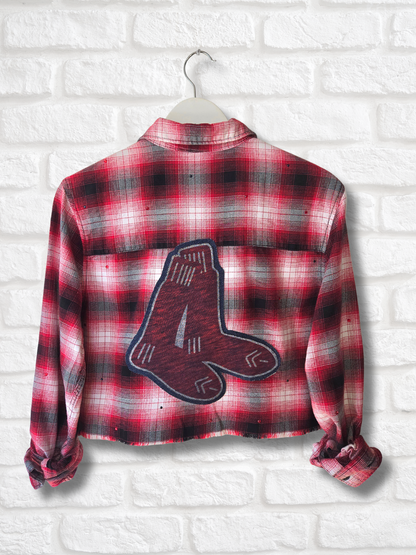 Boston Red Sox Rhinestone Crop Flannel