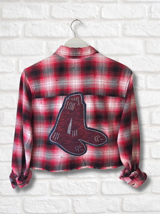 Boston Red Sox Rhinestone Crop Flannel