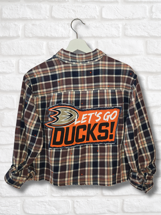 Anaheim Ducks Rhinestone Crop Flannel