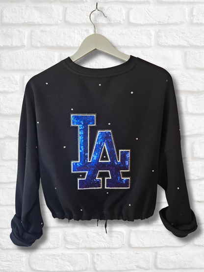 Los Angeles Dodgers Crop Zip-Up Sweatshirt - Medium