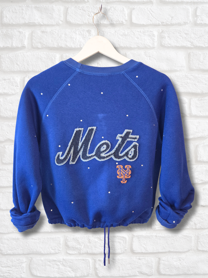 New York Mets Crop Zip-Up Sweatshirt - Small