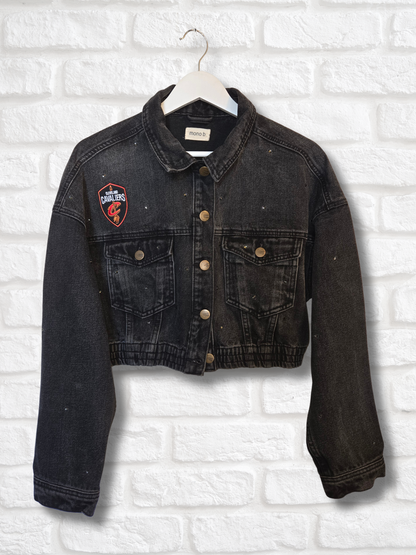 Cleveland Cavaliers Crop Rhinestone Denim Jacket - Large