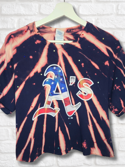 Vegas Athletics Stars & Stripes Crop Top- Large