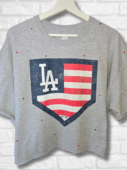 Los Angeles Dodgers Stars & Stripes Crop Top- XL