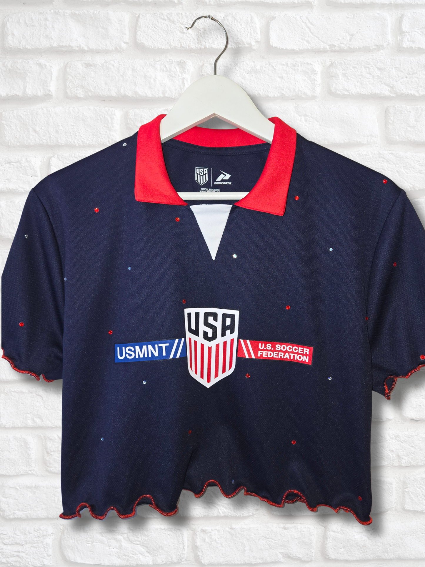 Team USA Ruffle Crop Top- Small