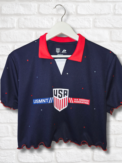 Team USA Ruffle Crop Top- Small