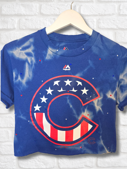 Chicago Cubs Stars & Stripes Crop Top- Small