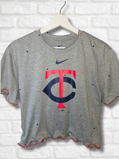 Minnesota Twins Ruffle Crop Top - Large