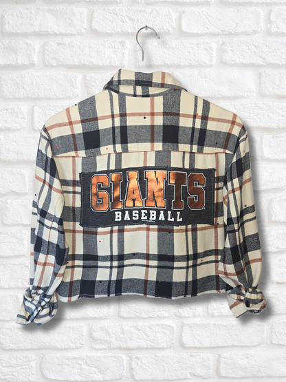 San Francisco Giants Rhinestone Crop Flannel - Small