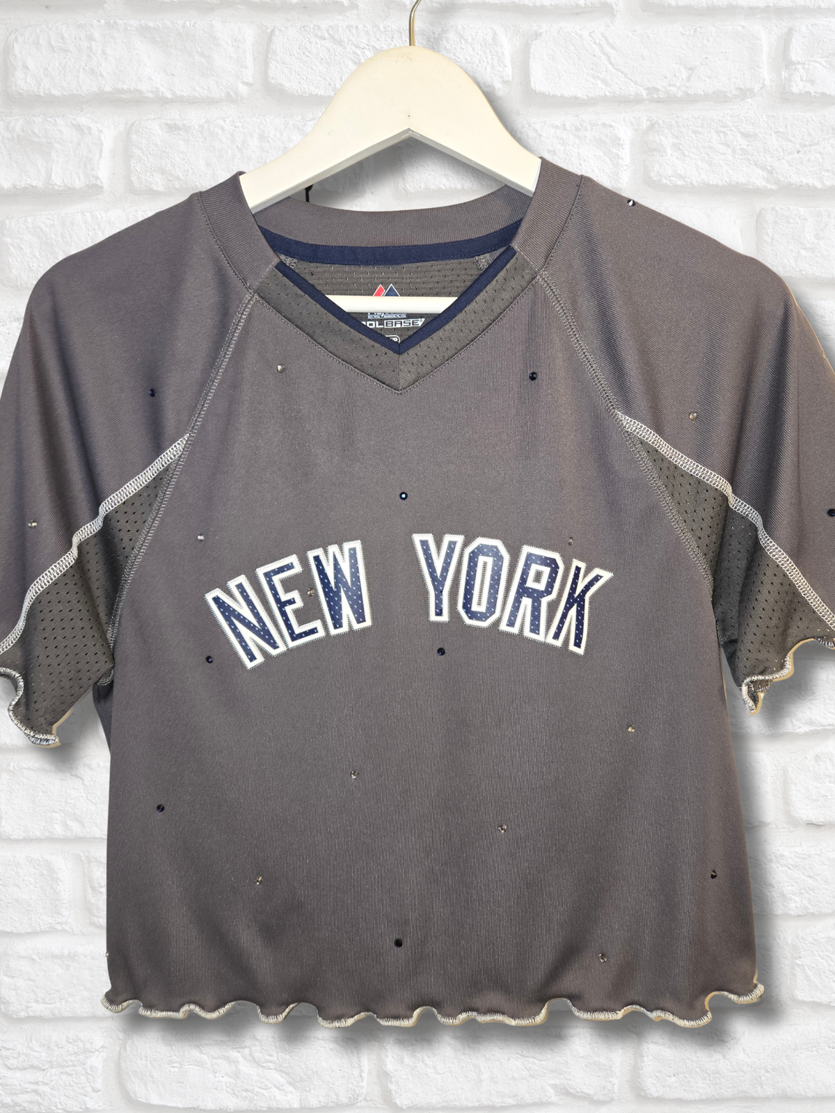 New York Yankees Ruffle Crop Top - Small
