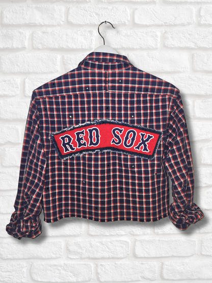 Boston Red Sox Crop Flannel- Medium