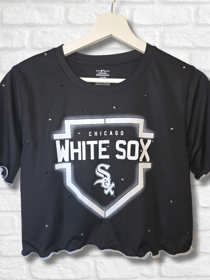 Chicago White Sox Ruffle Crop Top - Small