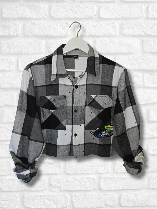 Tampa Bay Rays Rhinestone Crop Flannel - Small