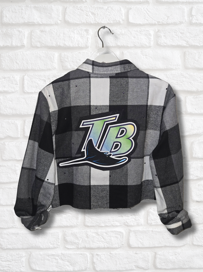 Tampa Bay Rays Rhinestone Crop Flannel - Small