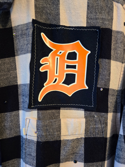 Detroit Tigers Rhinestone Crop Flannel