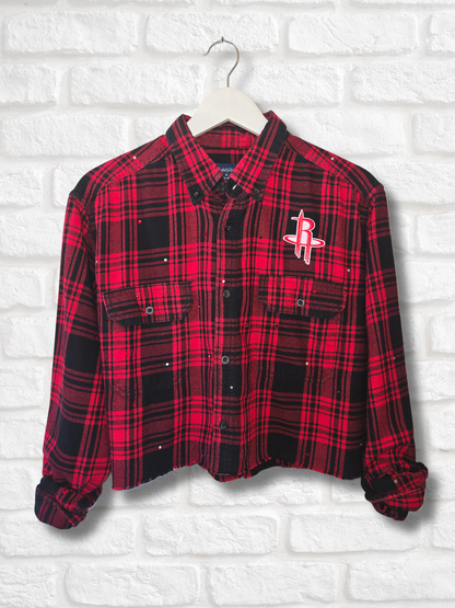 Houston Rockets Rhinestone Crop Flannel - Medium