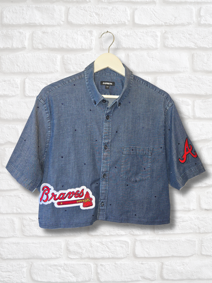 Atlanta Braves Crop Button-up - Large