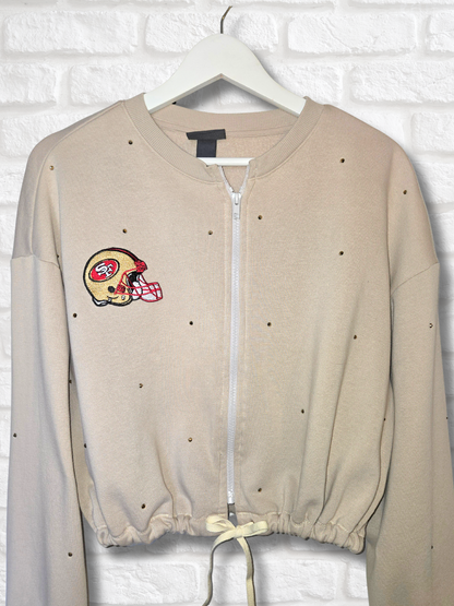 San Francisco 49ers Crop Zip-Up Sweatshirt- Large