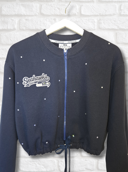 Seattle Seahawks Crop Zip-Up Sweatshirt- Medium